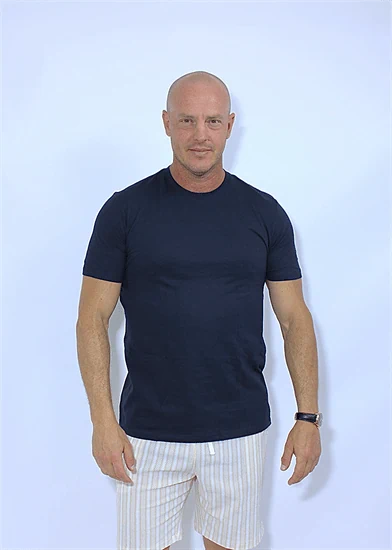 5 חולצות בייסיק כחול מידה L